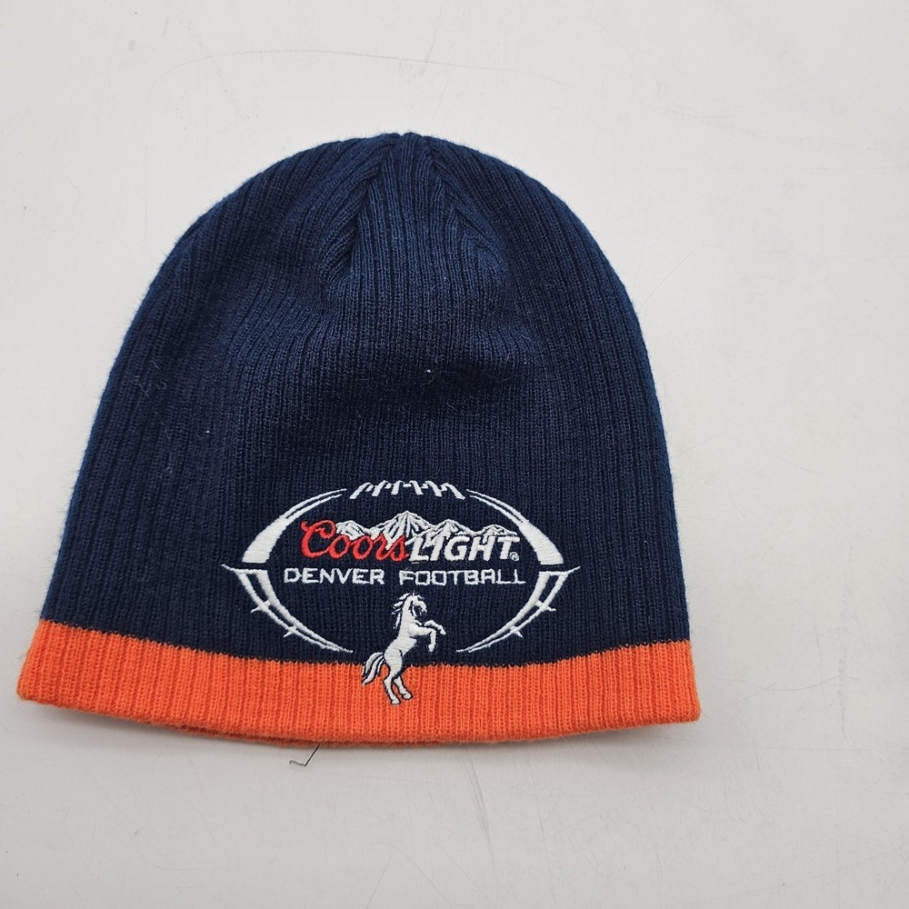 Coors Light Denver Football NFL Hat Beanie Blue Orange Knit One‎ Size Mens CSE